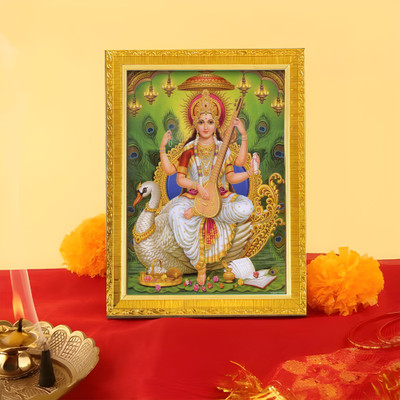 Art Street Divine Goddess of Knowledge Maa Saraswati Religious Frame