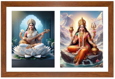 HitechMart Goddess saraswati and maa parvathi Photo Frame Religious Frame