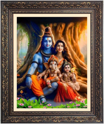 HitechMart Lord Shiv and Maa Parbati Family Religious Frame