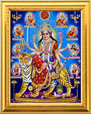 NDFRAME sherawali mata/DURGA MAA/ nav durga Photo Frame Laminated 9.5ix11.5inches Religious Frame