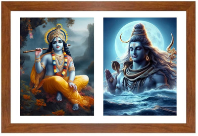HitechMart Lord krsihna and lord shiva Photo Frame Religious Frame