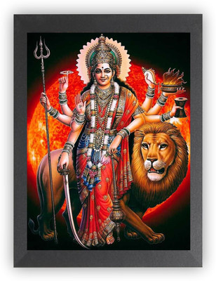 US COLLECTION Durga Maa on Tiger MATA vaishno Devi pindi roop photo frame Photo Frame Religious Frame