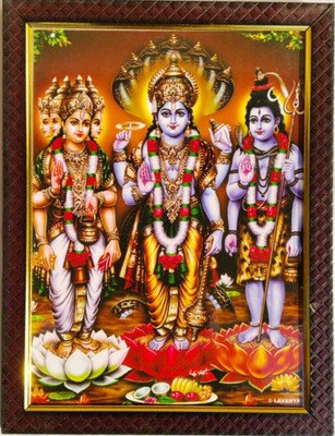 TPT Brahma Vishnu Mahesh | Lord Shiva Trimurthi | 10x13 Inch Religious Frame