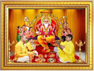 HitechMart Lord Vishwakarma Photo Frame 12x16 Inches Religious Frame