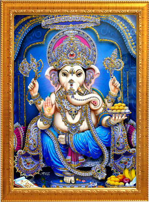 Sunframing Ganesh ji photo frame with laminated sheet . size [ 5x7 inch ] Religious Frame
