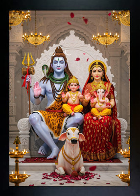 AVTRADERS Shiva Shakti Milan – A Moment of Universal Grace (10 Inch x 14 Inch) Religious Frame