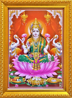 shreya arts frame wth glass Dhana Lakshmi/ Lakshmi Pooja/Devi Lakshmi Photo Religious Frame