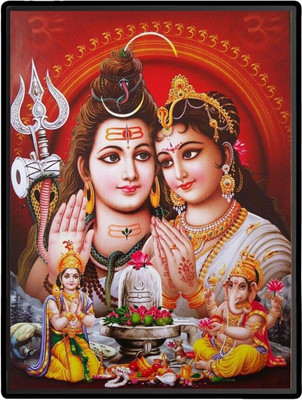 HitechMart Shiva Family Laminated Photo Religious Frame