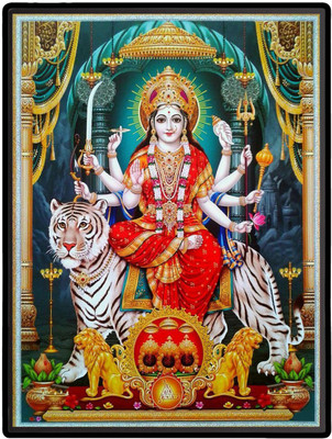 HitechMart Durga Laminated Photo Religious Frame