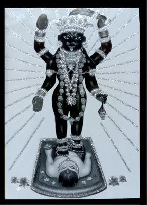 Deshkart ADDYA ADYA MATA KALI (5 Inch X 7 Inch) Laminated Photo With Back Support Mount Religious Frame