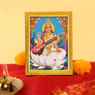 Art Street Goddess of Knowledge Divine Maa Saraswati Religious Frame