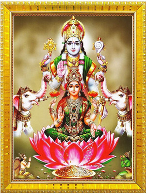 VJ ENTERPRISES Vishnu bhagwan lakshmi mata ( 6x8 Inch) photo Religious Frame