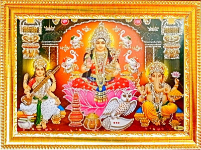 SUNINOW Laxmi ganesh saraswati photo frame Religious Frame
