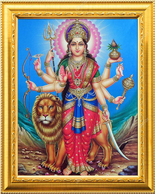 NDFRAME herawali mata/DURGA MAA/ nav durga Photo Frame Laminated 9.5x11.5inches Religious Frame