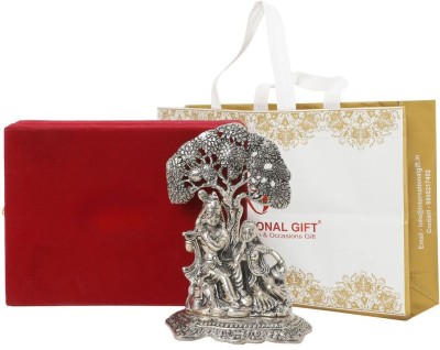 INTERNATIONAL GIF Silver Radha Krishna God Idol Statue Oxidized Finish With Luxury Velvet Box Packing And Beautiful Carry Bag Showpiece For Home Décor Decorative Showpiece  -  8 cm(Aluminium, Silver)