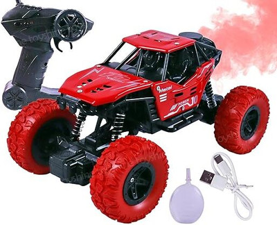 Nickspool 1:16 Scale 27Mhz Smoke Rock Crawler Monster RC Truck with Booster(Red)