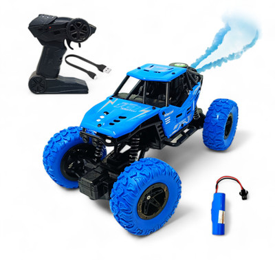 FANSEEKART Chargeable Remote Control Rock Crawler Car with Metal Body and Mist Effect_M2(Blue)