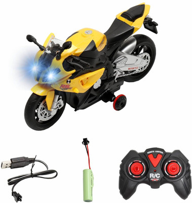 star impex Plastic 1:20 Scale Remote Control Bike, 360 Degree Rotating RC Bike(Yellow)