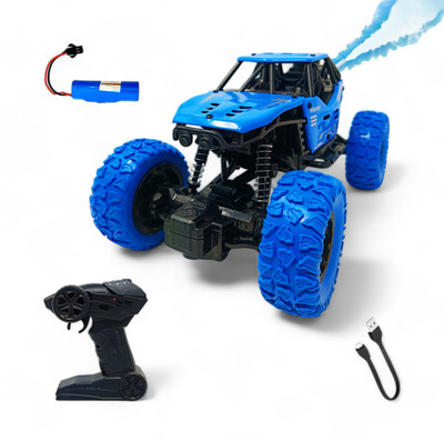 ZODZE Rechargeable Remote Control Rock Crawler Car with Metal Body and Mist Effect_M20(Blue)