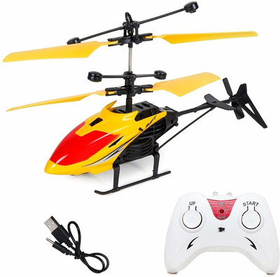 august Flying Helicopter Toy with Remote Control & Hand(Yellow)