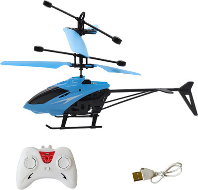 Dwiza Enterprise Induction Type 2-in-1 Flying Indoor & Outdoor Helicopter with Remote Control(Black, Blue)