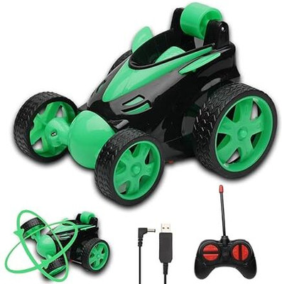 Nickspool 360° Rotating & Rolling Small Stunt Car Toy(black green)