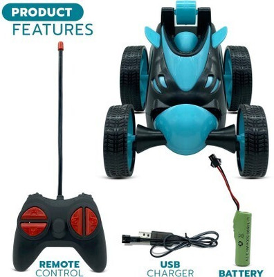 Skyler Collection Skyer Collection Chargeable Stunt Car with Remote Control Battery Toys(Blue)