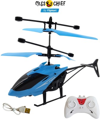 Miss & Chief by Flipkart Infrared Induction Helicopter Sensor Aircraft USB Charger 2 in 1 Flying Helicopter with Remote Control(Blue)