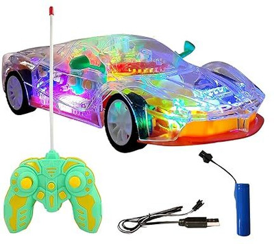 HouseOfCommon Transparent Remote Control Racing Car with 3D Lights, Music & USB Rechargeable(Multicolor)