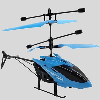 Zenvy Kids Hand Sensor RC Helicopter – Rechargeable Flying Drone Toy with USB Cable(Blue)