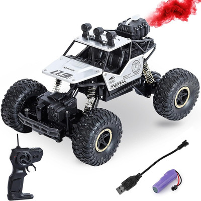 NIYAMAT 1:16 Remote Control Toy Car with Mist Smoke Spray, High Speed Rock Crawler Car(White)