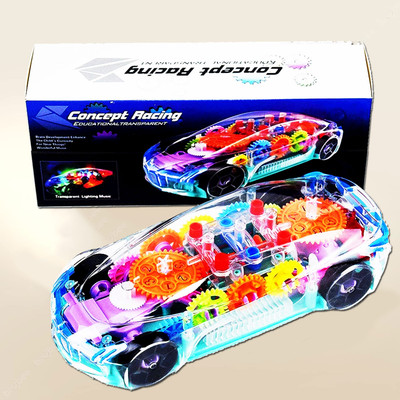 KOBBET 3D Concept Super Transparent Car Toy for Kids 360 Degree Rotation Sound & Lights(Multicolor)