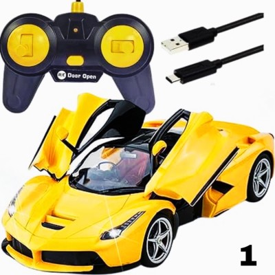 KAVANA Remote Control Toy Car Electric Chargeable Door Opening(Yellow)