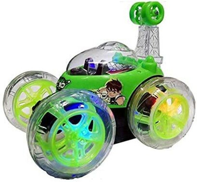 TOYACHI Rechargeable Remote Control 360 Degree Rotating Stunt Car for Kids M44(Green)