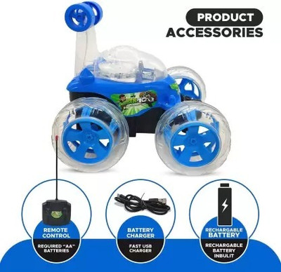 Tenmar Best Stunt Car 360° Twisting Remote Control for Kids Music ,Lights_171(Multicolor)