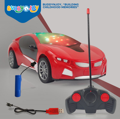 Buddynjoy 3D lighting kids high speed rechargeable remote control Car for 3+ Years(Multicolor)