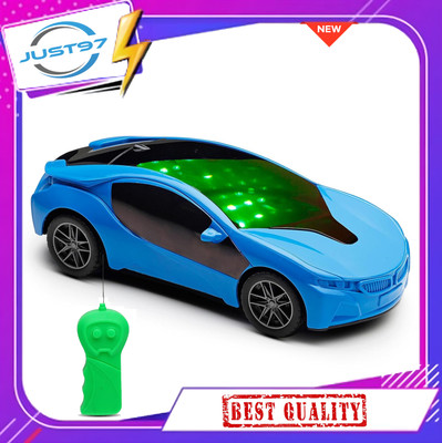 Just97 Wireless Remote Control Fast Modern Car With 3D Light(Blue)