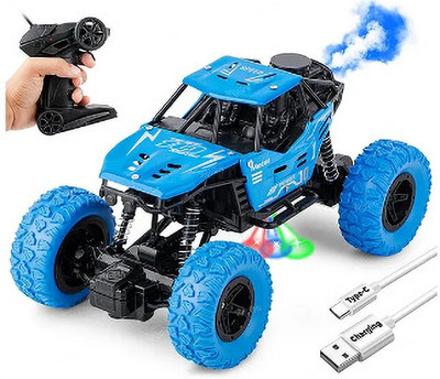 Pepstter Remote Control Car for Kids with Mist Smoke Spray Function 2 WD Monster(BLACK,BULE)