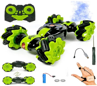 siddhanam Smoke Twist Car With Double Remote Control | Gesture Twist Stunt Car | Dance Car(Green)