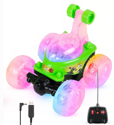 JOYWHIZ Rechargeable 360 Degree Rotation Stunt King Remote Control Stunning Move Car Toy(Green)