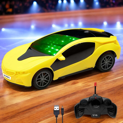Mahi Zone Rechargeable High Speed Remote Control Famous Car & 3D LED Light For Kids_R107(Yellow)