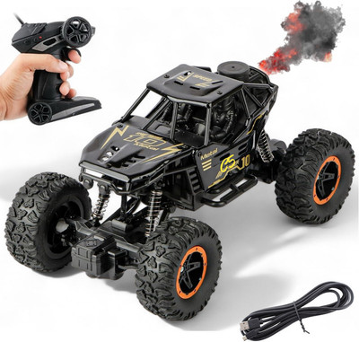 Just97 Remote Control Rock Crawler Mist Smoke Car Toys for Boys 2WD Off Road C28(Black)