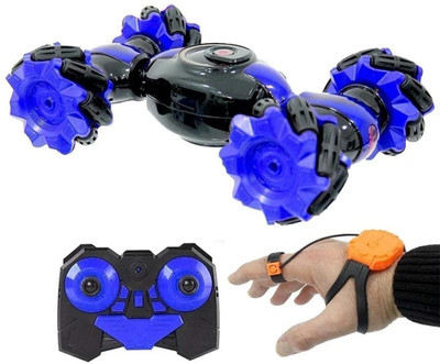 JOYWHIZ Hand Gesture Sensor RC Stunt Car Double Sided Rotating Remote Control Car _A2(Blue)