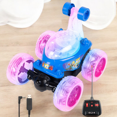 Kid Kraze Rechargeable Remote Control 360 Degree Stunt Car Music & Lights for Kids_93(Blue)