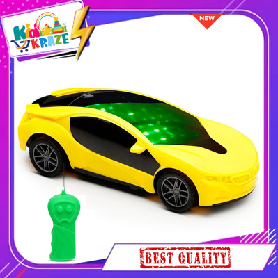 Kid Kraze Wireless Remote Control Fast Modern Car With 3D Light(Yellow)