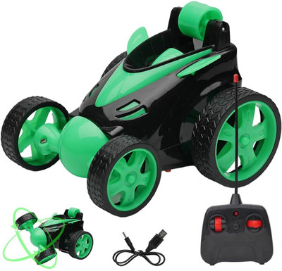 planettoy Electric Stunt Car Remote Control 360 Rotating Action and Light D-Green Pack 1(Multicolor)