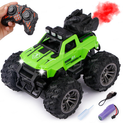 FIDDLERZ Remote Control Stunt Car Toy For Kids With Mist Smoke Lights High Speed RC Car(Green)