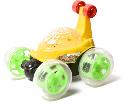 Braintastic Dino World Remote Control Acrobatic 360 Degree Stunt RC Car Light Music Toys(Yellow & Green)