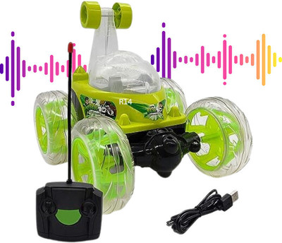 JOYWHIZ Rechargeable Stunt Car Big Size 360 Degree Rotating Remote Control_B-147(Green)