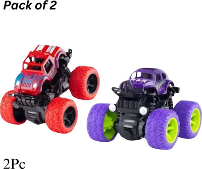 KIDZ PLAY ZONE Unbreakable Toys 4wd Mini Monster Trucks Die cast Inertial 360 Degree |Pack of 2(Multicolor)